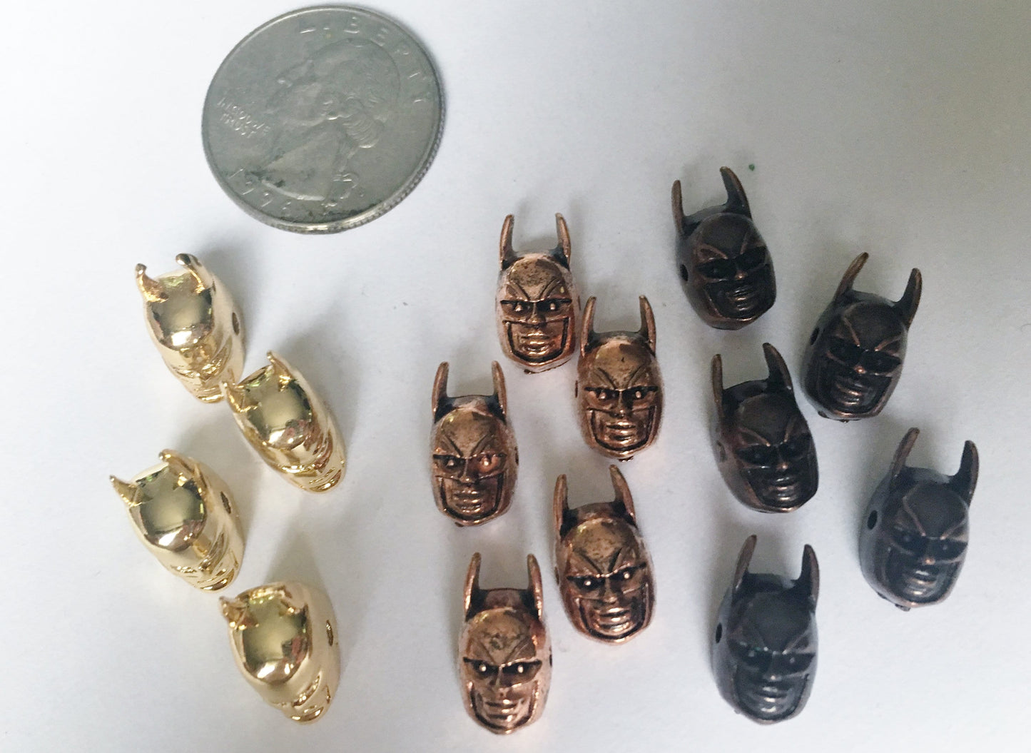 Comic book charms hero mask charms gold copper or bronze mask charms helmet charms