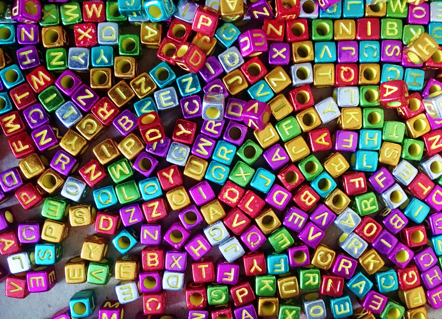 Metallic Alphabet Cube Beads Acrylic 6mm Choose your letter DIY beads Pick your beads bulk bead lot