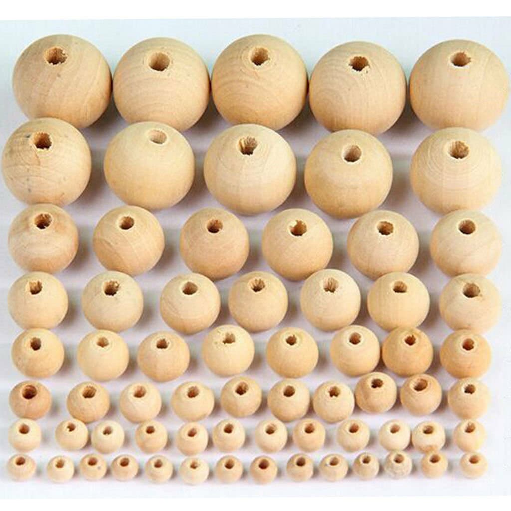 Natural wood beads, 8mm unfinished macrame beads, DIY paintable beads