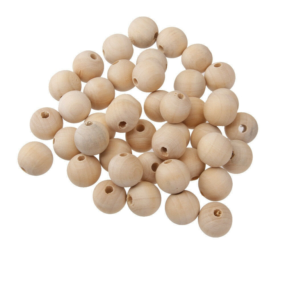 Natural wood beads, 8mm unfinished macrame beads, DIY paintable beads