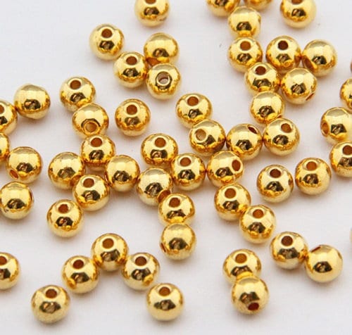 Gold spacer beads, 4mm small metal spacers for jewelry or crafting