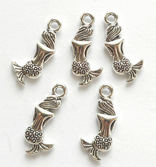 Mermaid charms, silver double sided mermaid tail , no face charms, pendant and bracelet ocean charm