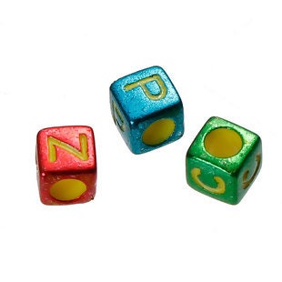 Metallic Alphabet Cube Beads Acrylic 6mm Choose your letter DIY beads Pick your beads bulk bead lot