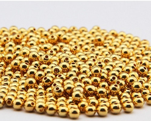 Gold plated spacers, 6mm metal bead mix, smooth bracelet beads