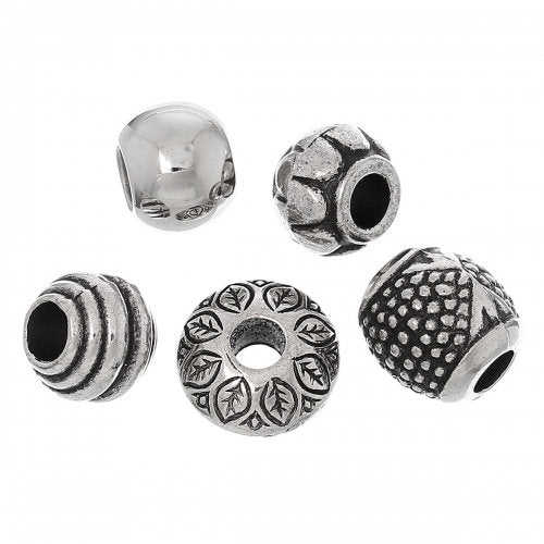 European bead mix, silver big hole beads, acrylic euro mix, bracelet bead mix assorted styles