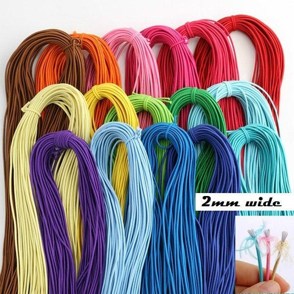 black 2mm elastic stretch cord mask elastic beading cord black or lilac turquoise  hot pink pale blue navy blue