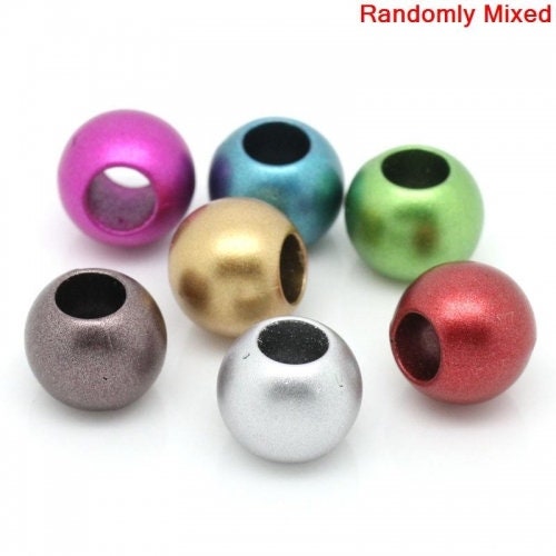 Metallic acrylic big hole beads mixed color selection variety mix of colors 12mm bead