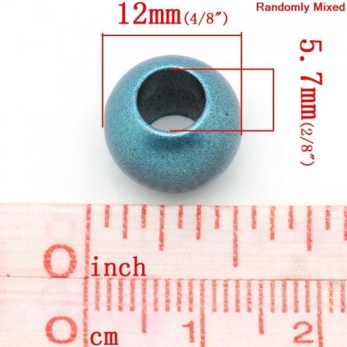 Metallic acrylic big hole beads mixed color selection variety mix of colors 12mm bead