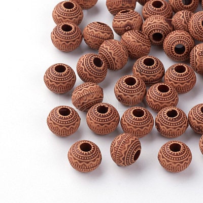 Acrylic European bead mix, patterned big hold beads, brown acrylic bead mix