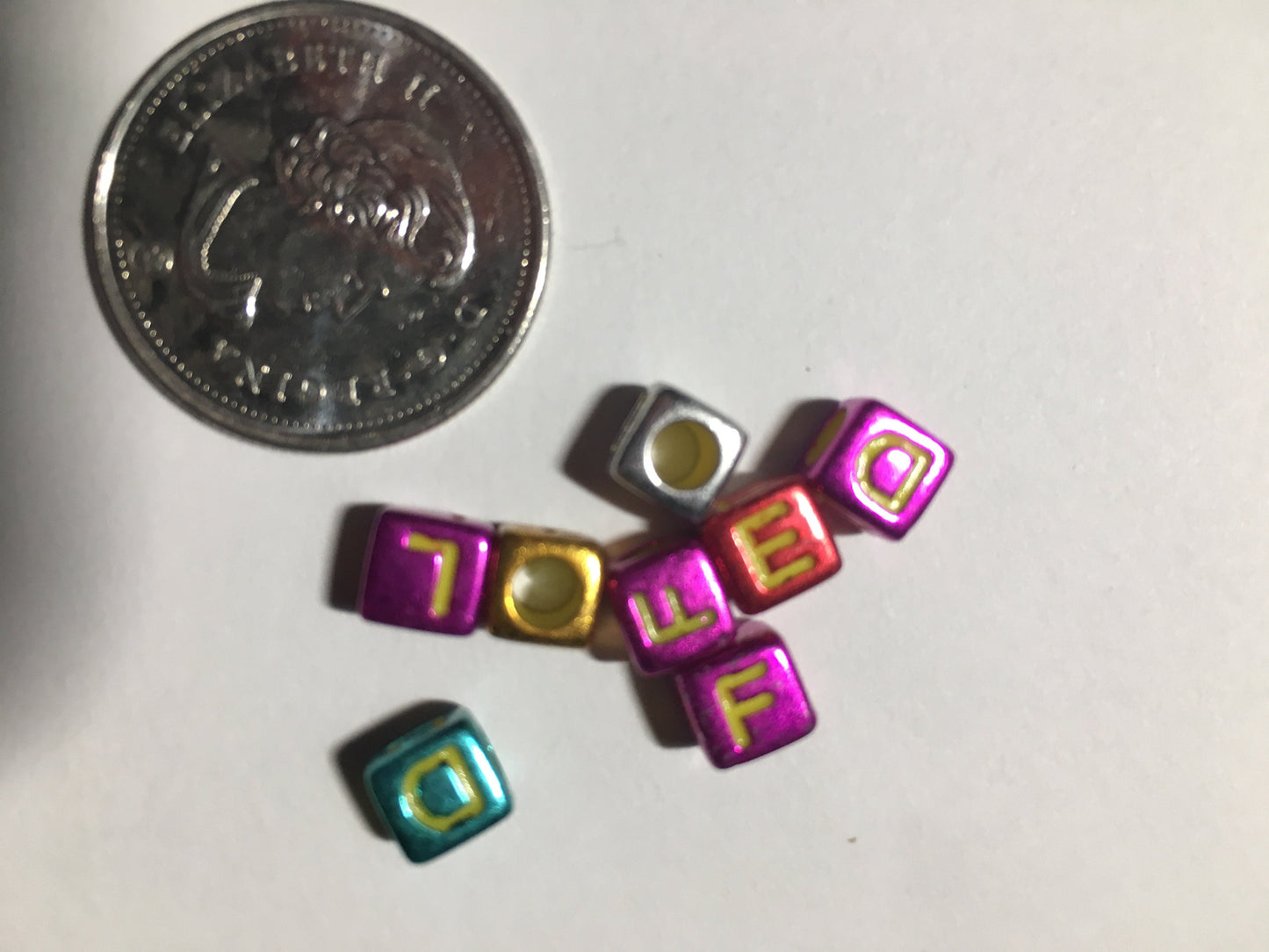 Metallic Alphabet Cube Beads Acrylic 6mm Choose your letter DIY beads Pick your beads bulk bead lot