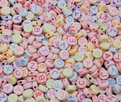 Pastel mix of assorted alphabet beads, acrylic round letters 7mm,  mixed colors, choose your letter or bulk beads, DIY bracelet beads