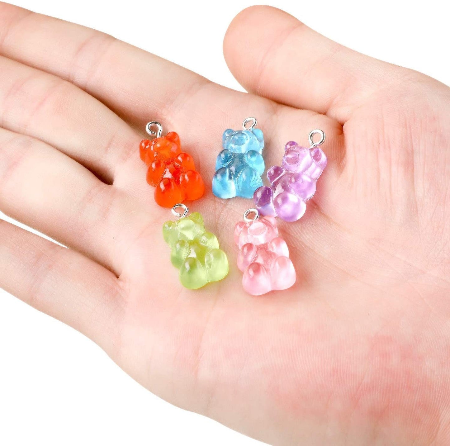 Bear Charms , clear and opaque charms, resin keychain and pendant charms. small bead in mixed colors or single colors