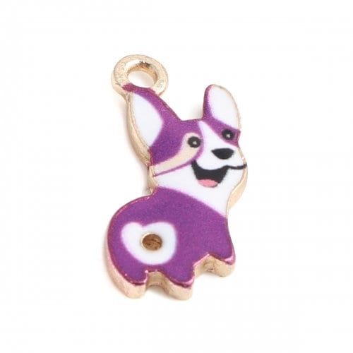 Purple Dog charm enamel top alloy corgi dog charm metal charm lot purple corgi fantasy dog charm