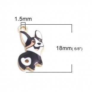 Blue Dog charm,  enamel top alloy corgi , pendant charm  lot pastel dog fantasy charm