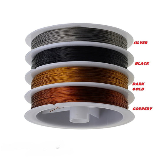 Tiger tail beading wire, assorted colors 0.38mm nylon coated flexible wire  28 gauge