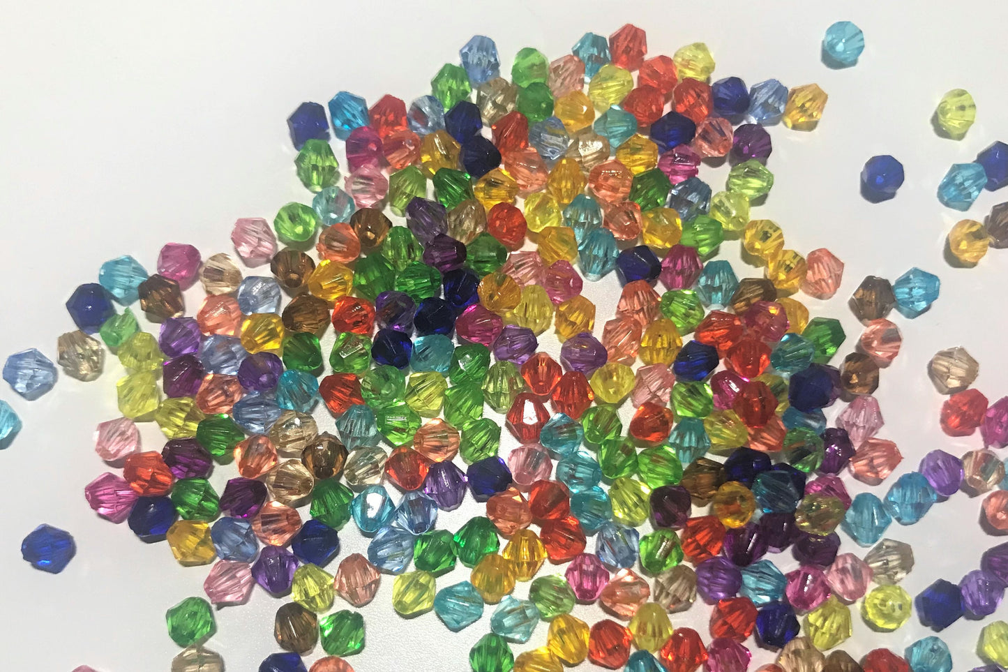 4mm acrylic bicone beads mixed colors assorted lot bulk mix small bright color bead mix