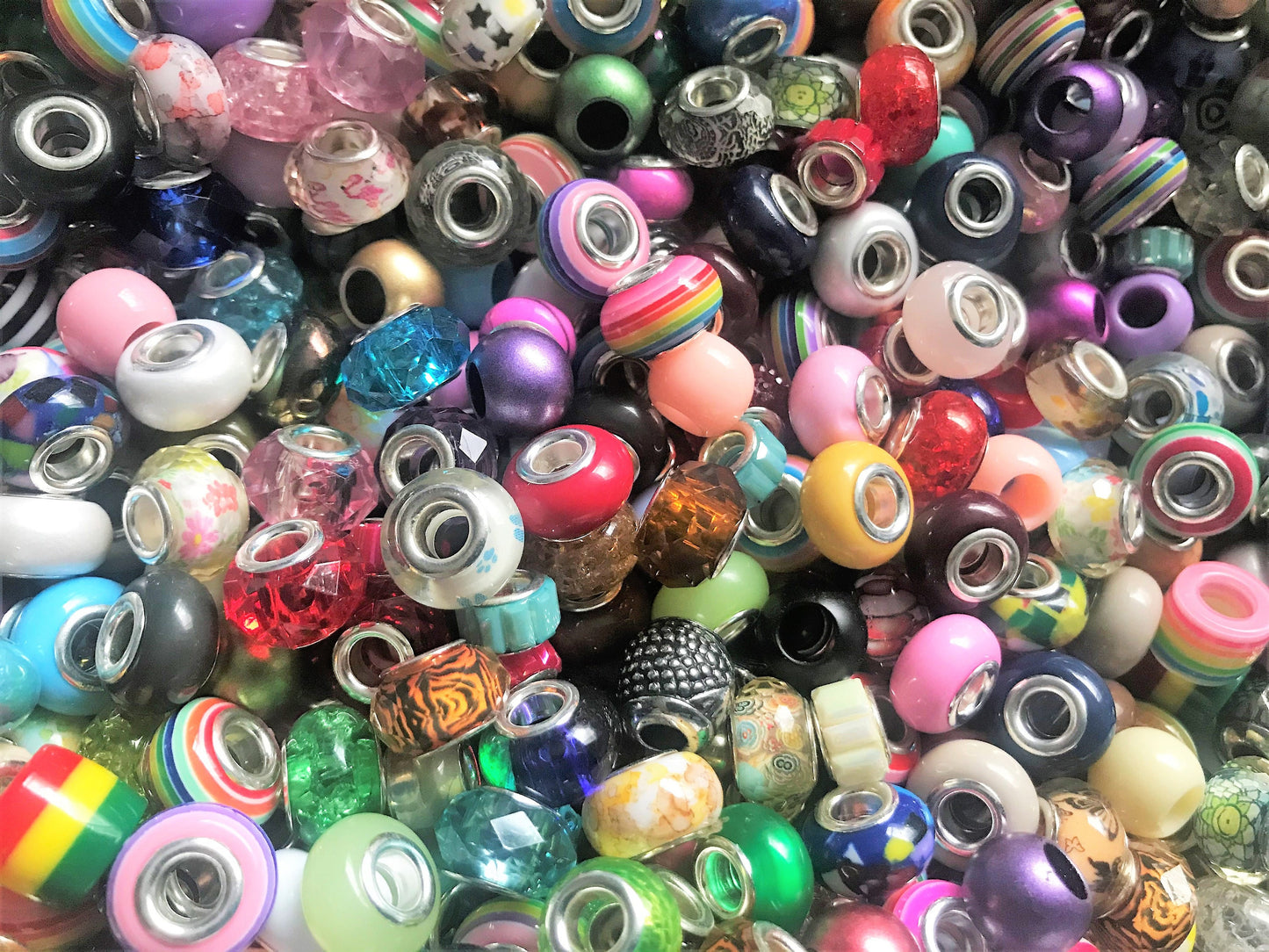 Acrylic European acrylic beads, Big Hole Bulk Mix, assorted styles and colors of euro beads