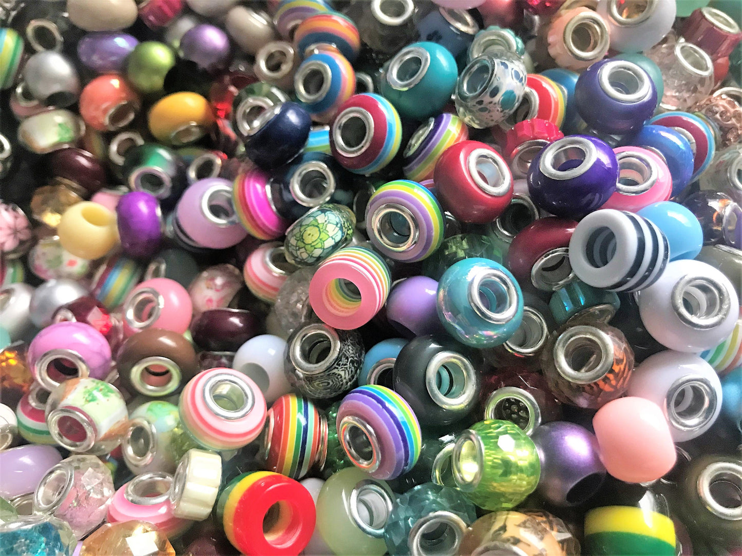 Acrylic European acrylic beads, Big Hole Bulk Mix, assorted styles and colors of euro beads