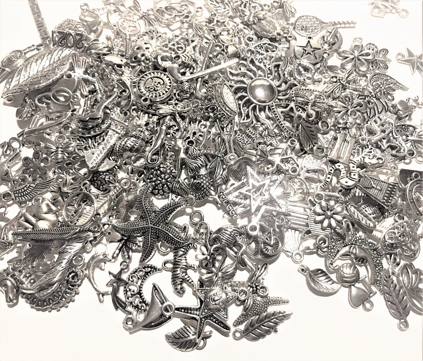 Bulk Silver Charm Lot Tibetan Silver  Brass Gold tone charm mix jewelry finding lot look at video