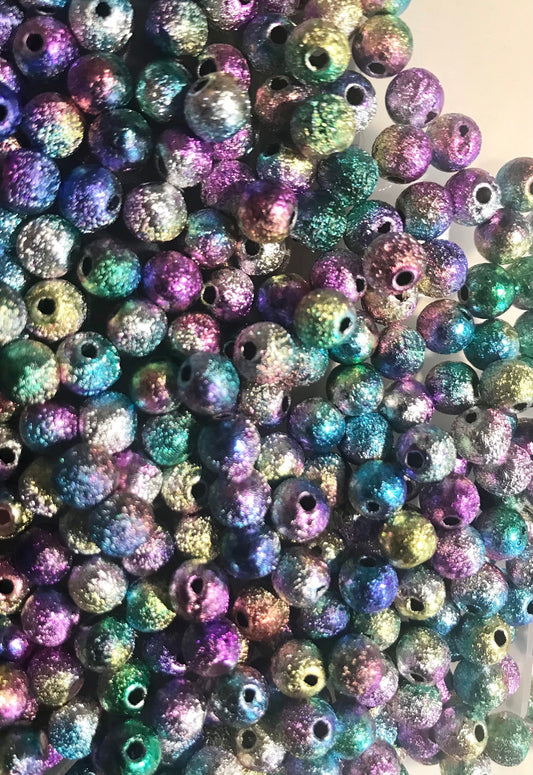 Rainbow Bead  acrylic Peacock Mixed Color Stardust Beads rainbow 6mm acrylic bead multicolored mix assorted lot