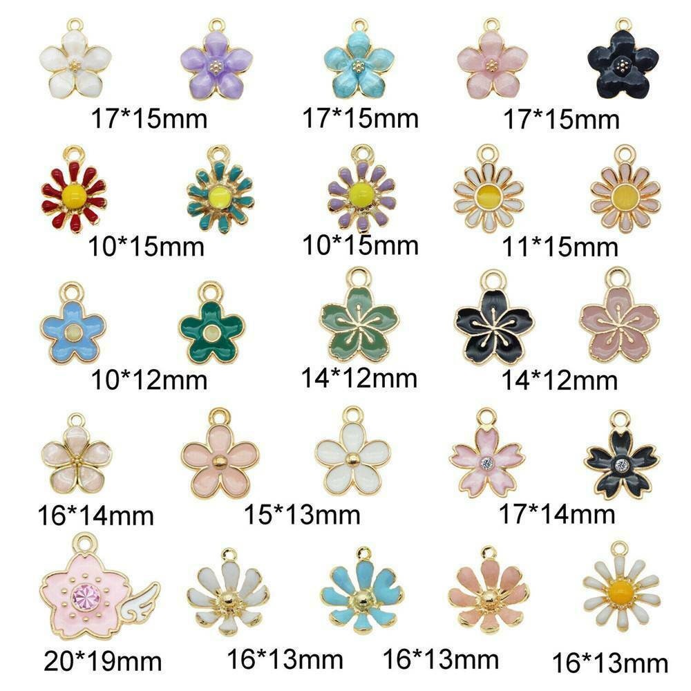 Flower charms enamel mix , assorted mix of colors and styles