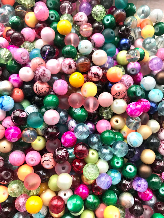 8mm glass Assorted bead color mix Glass Beads bulk bead mix bead soup lot variety colors in pack sizes