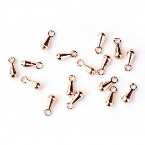 Rose gold  teardrop TINY  drop charms charm tear drop 7x3mm choose lot 10- 30 see listing