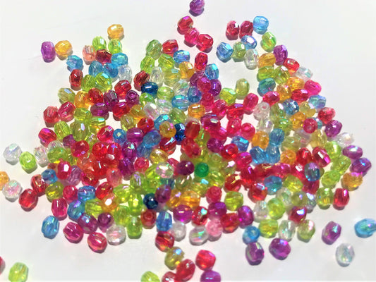 Oval bead mix,  Acrylic AB bead 4mm tiny faceted beads, assorted colors