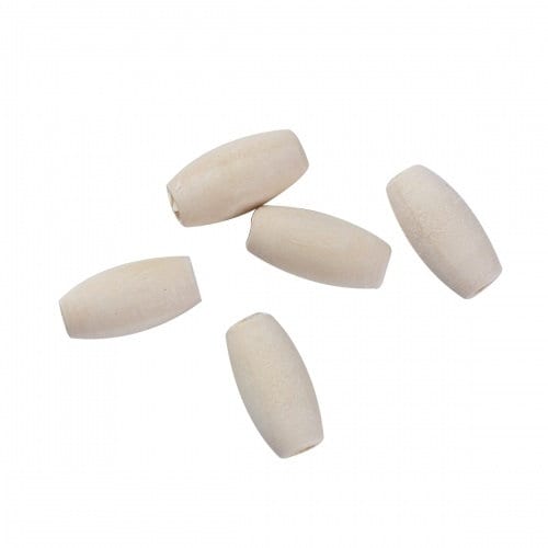 Barrel wood bead, Long macrame beads, oval unpainted beads, 20mm bead mix