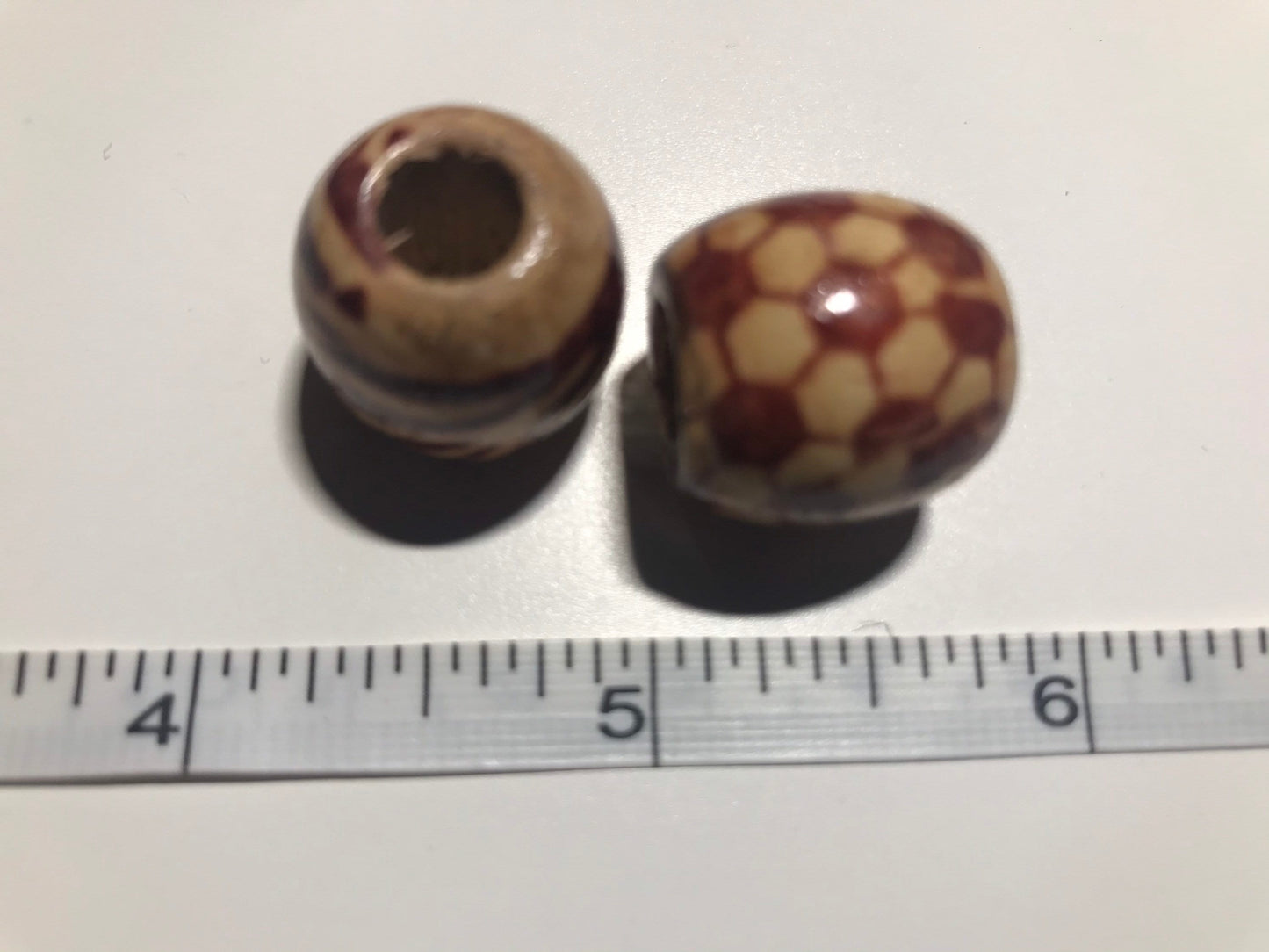 Large Macrame bead mix, Patterned Wood big hole style European bead 16x17mm