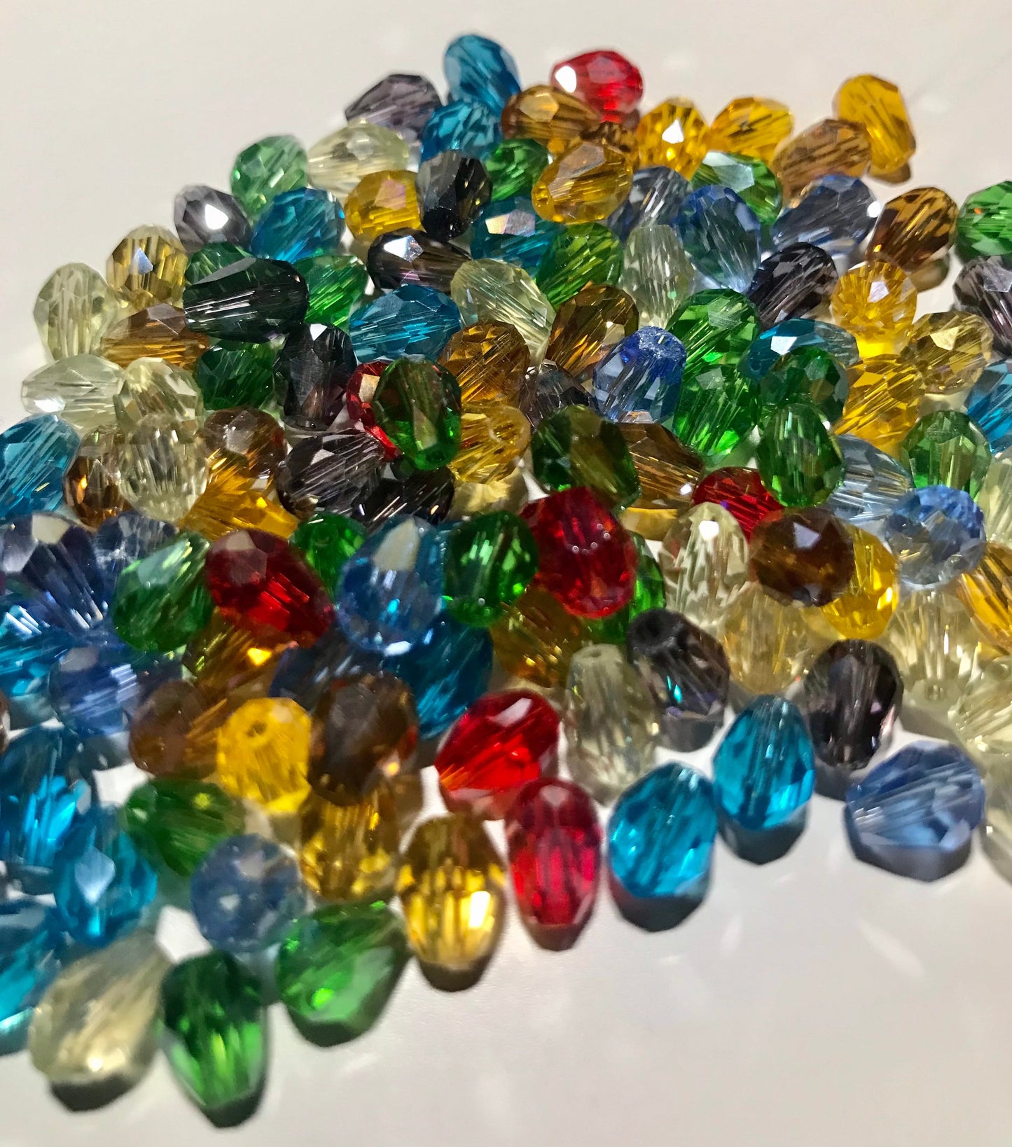 Teardrop Faceted Beads, glass bead mix in assorted colors 8x6mm