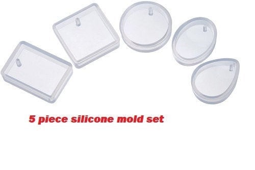 Silicone pendant mold set of 5 pieces variety mix of jewelry mold pieces keychain mold lot necklace mold set