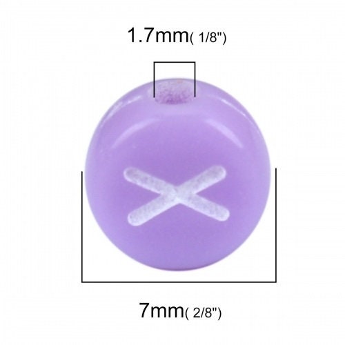 Purple alphabet letter Beads Round Acrylic 7mm letter beads Pick your beads bulk bead lot mixed letters  beads