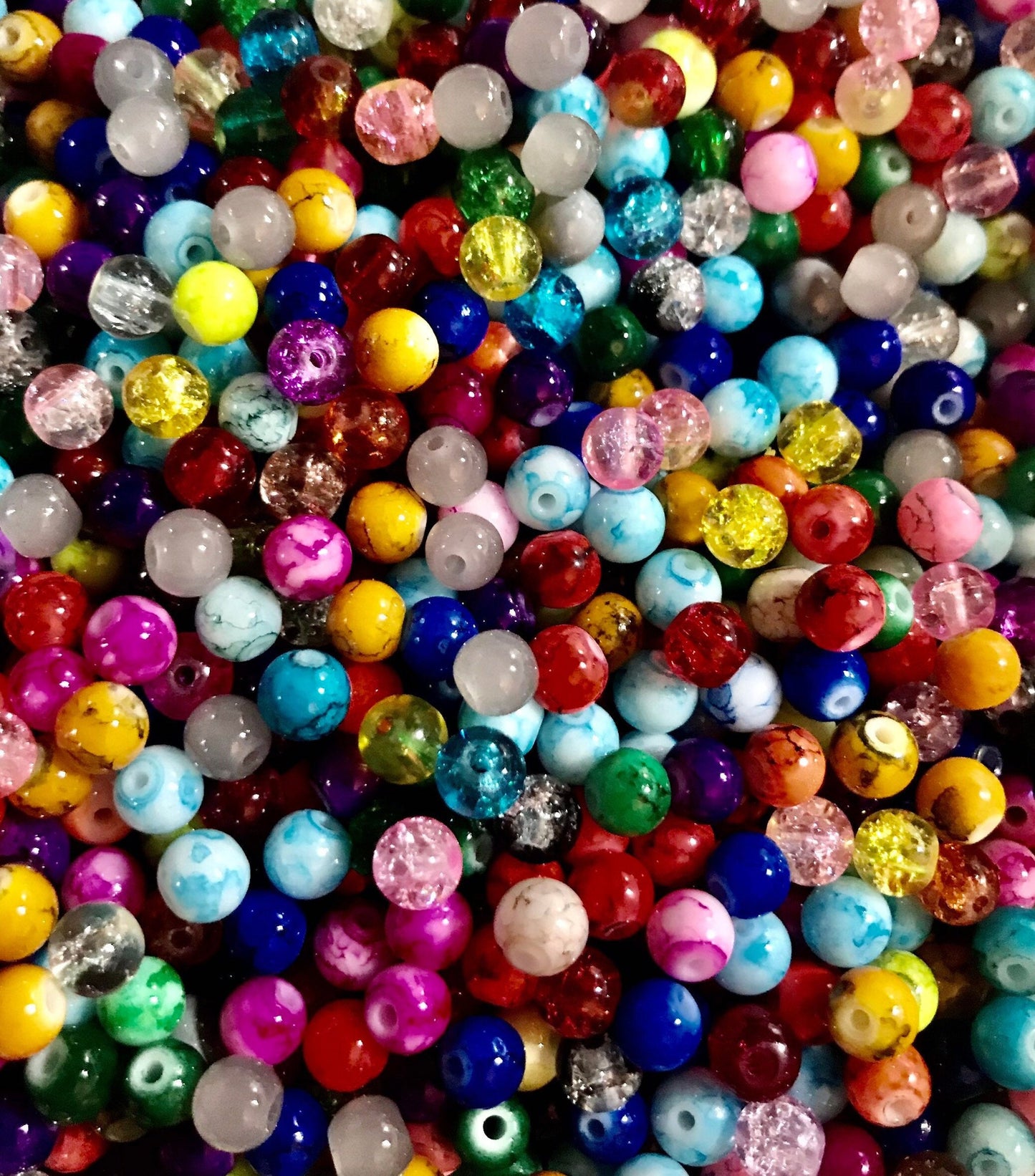 Glass bead mix bulk 6mm Assorted  bead soup, assorted colors and patterns in solid, pearly or patterned styles