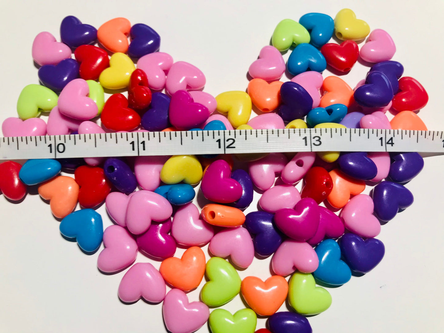 Heart bead mix, large assorted color acrylic bead, bracelet bead 14mm