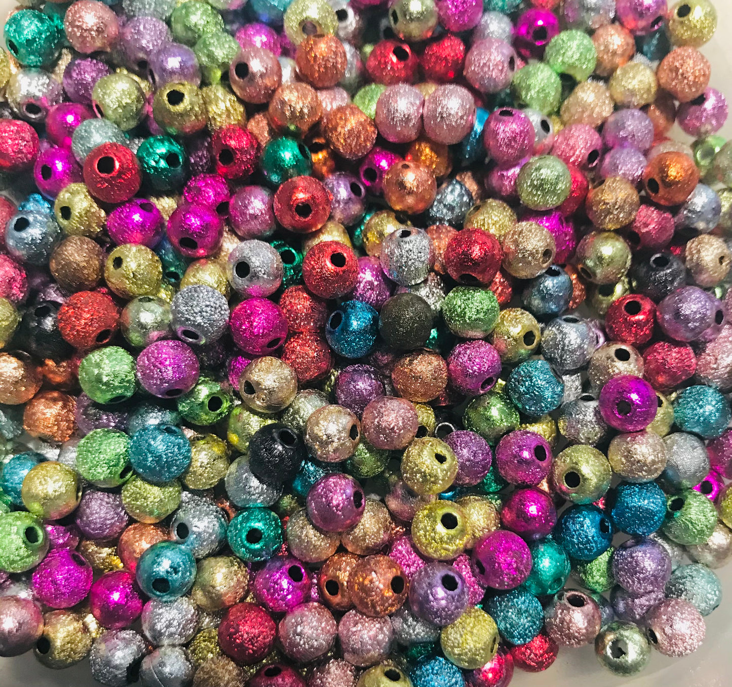 Stardust patterned bead mix, 6mm acrylic assorted color lightweight spacer bead