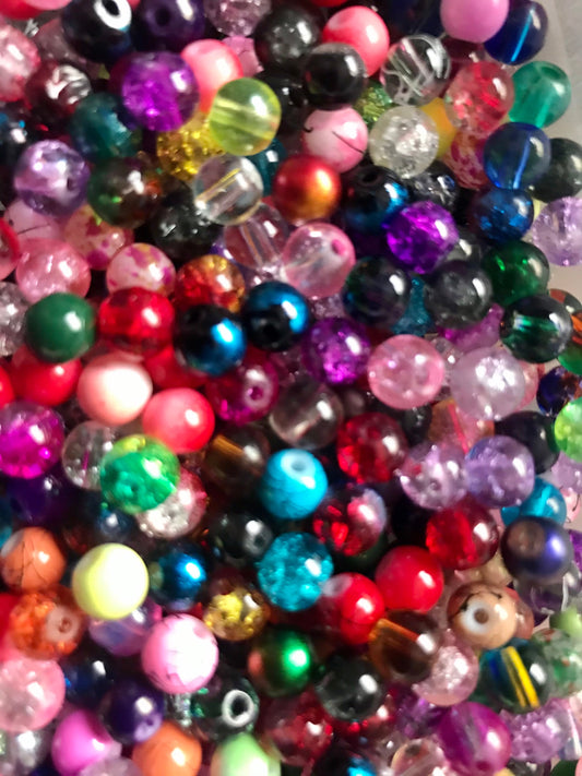 6mm assorted bead mix Glass Beads bulk bead mix bead soup lot variety colors in assorted colors 6 mm