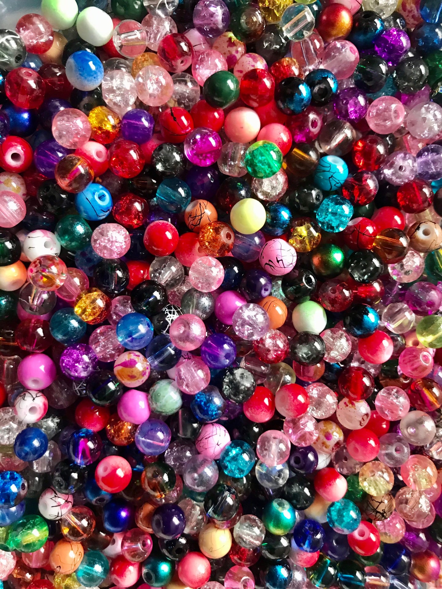 Glass bead mix bulk 6mm Assorted  bead soup, assorted colors and patterns in solid, pearly or patterned styles