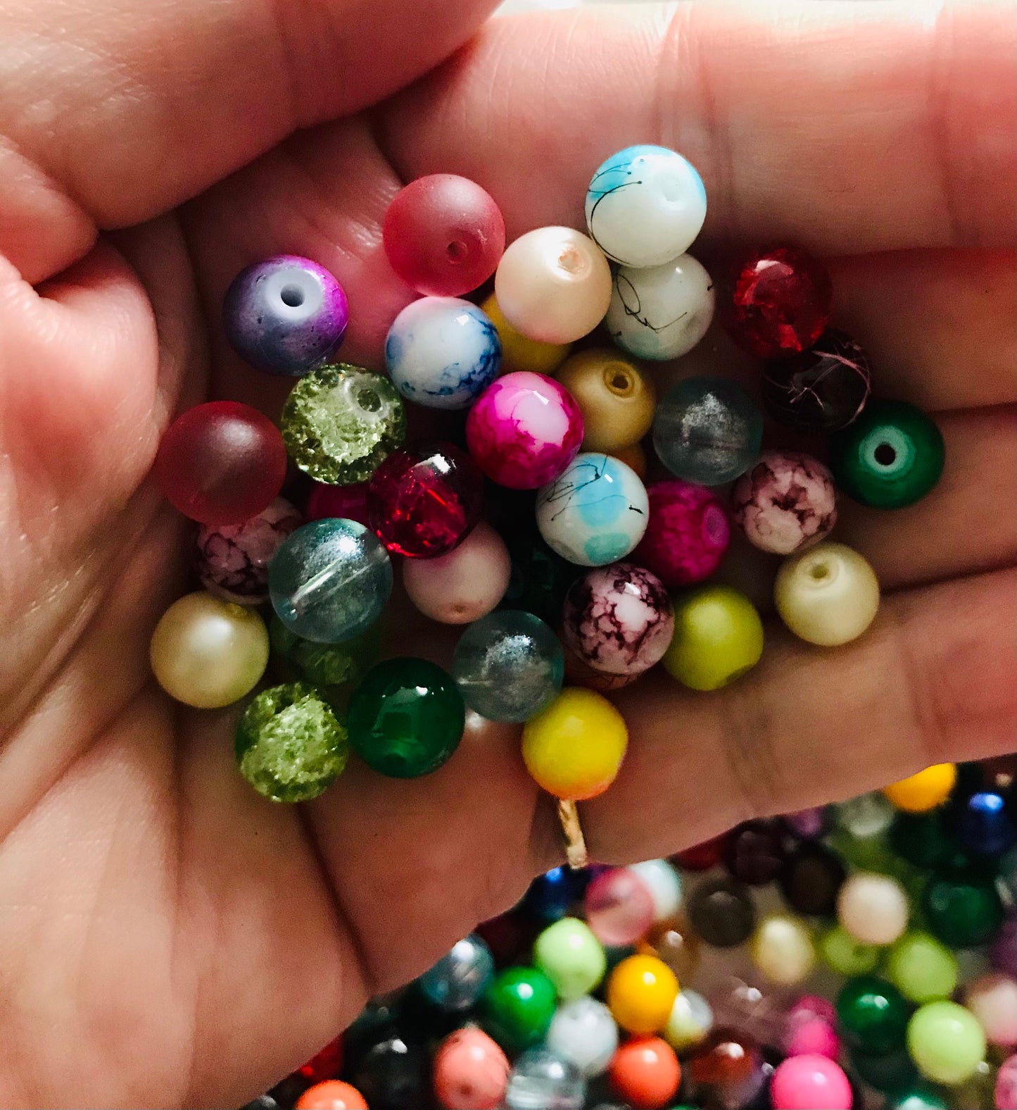 Glass bead mix bulk 8mm Assorted  bead soup, assorted colors and patterns in solid, pearly or patterned styles