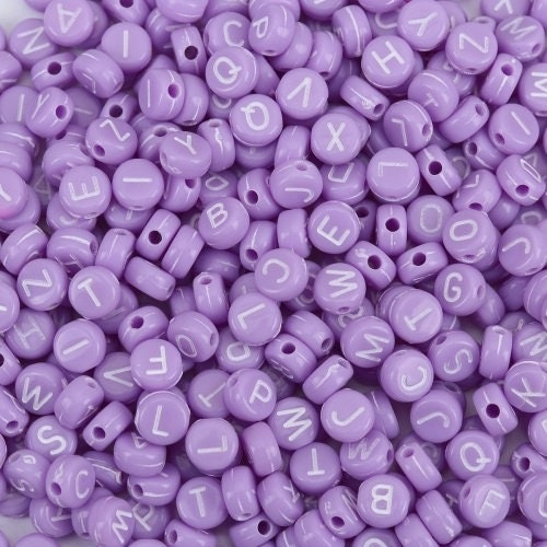 Purple alphabet letter Beads Round Acrylic 7mm letter beads Pick your beads bulk bead lot mixed letters  beads