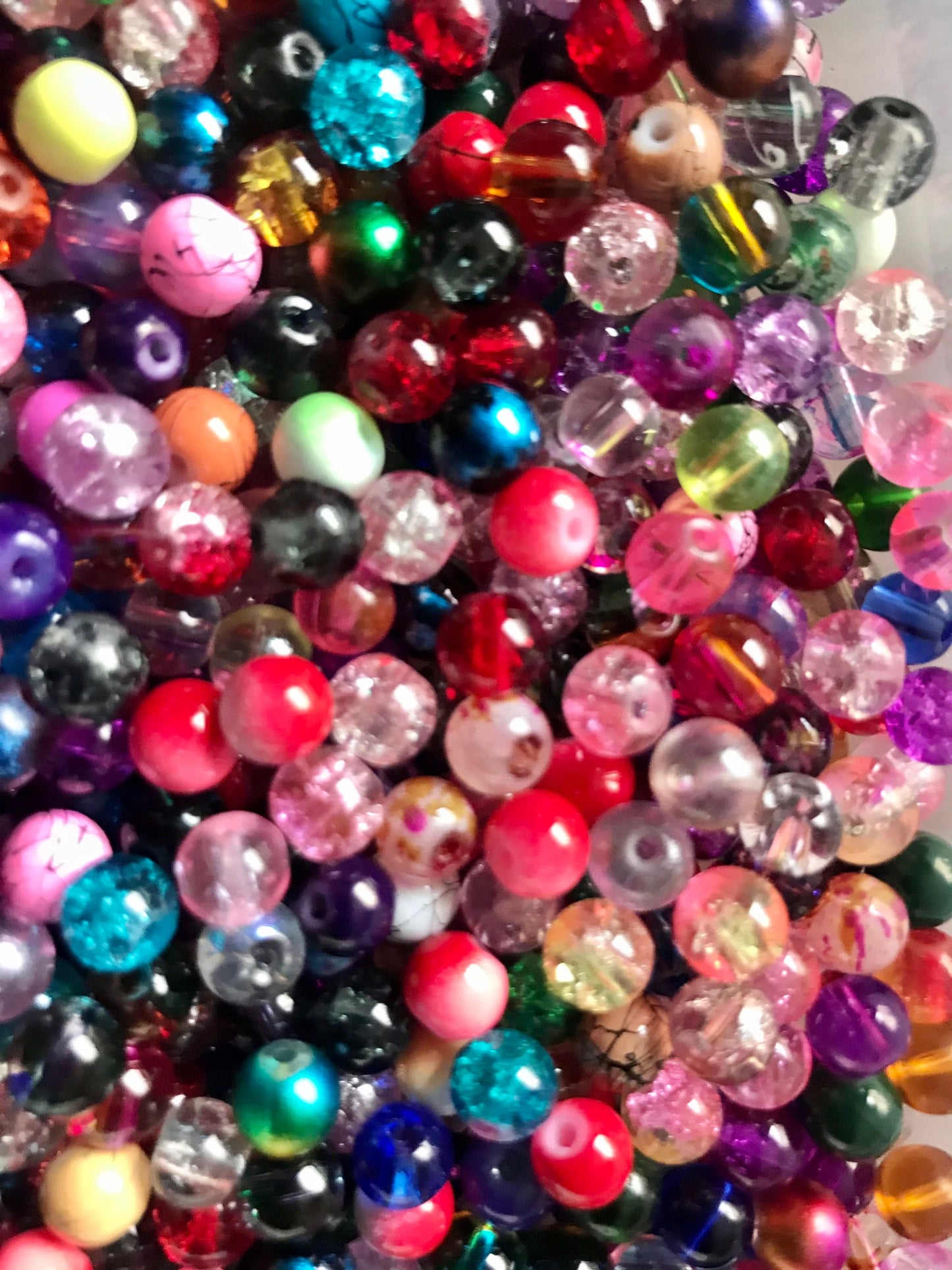 Glass bead mix bulk 6mm Assorted  bead soup, assorted colors and patterns in solid, pearly or patterned styles