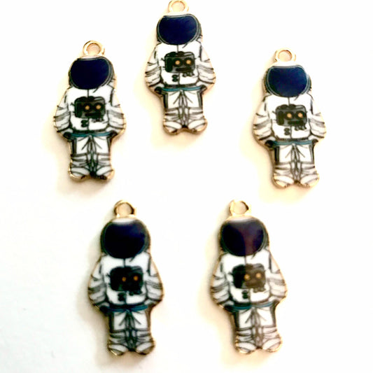 Astronaut charm spaceman galaxy charms  enamel color pieces with gold backs cosmonaut charm