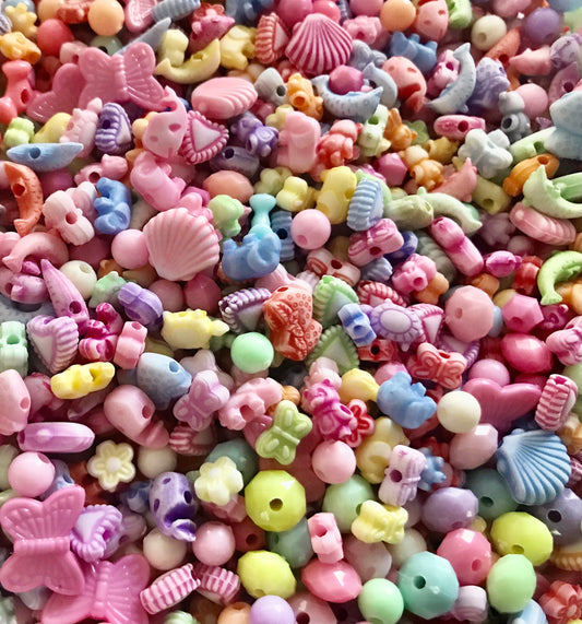 Bulk Pastel assorted acrylic bead mix Pastel super mix animal flower round shapes pick total at checkout