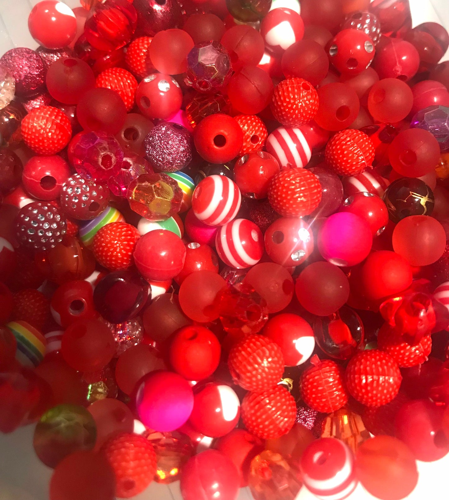 Red bubblegum bead mix, 8mm acrylic assorted mix red silver theme Passion lot red mix acrylic bead soup