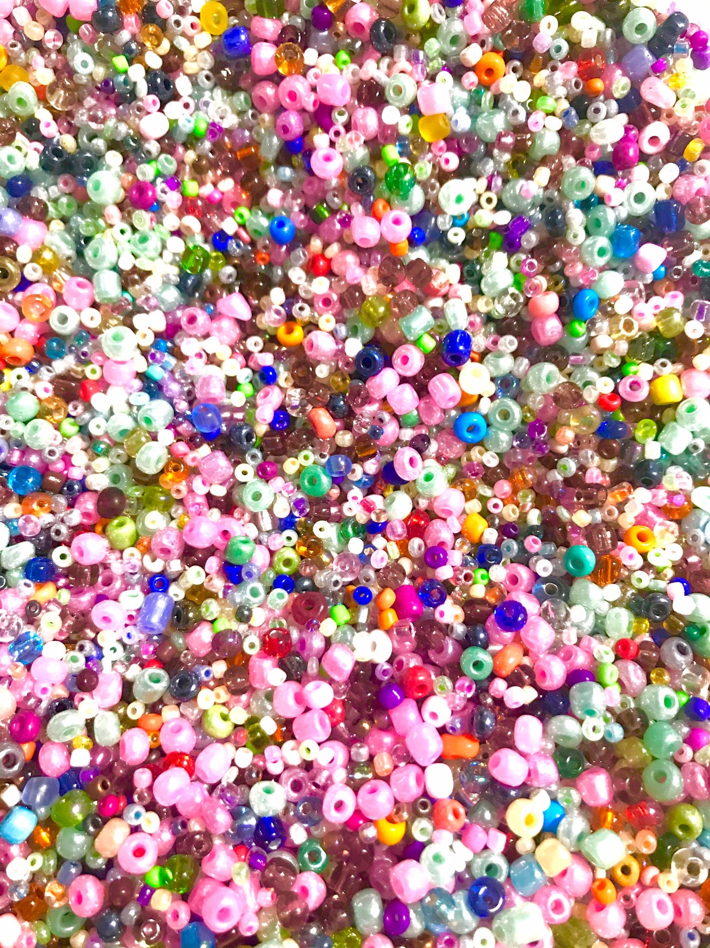 Seed Bead Mix in mixed colors, glass assorted size beads, rainbow color mix