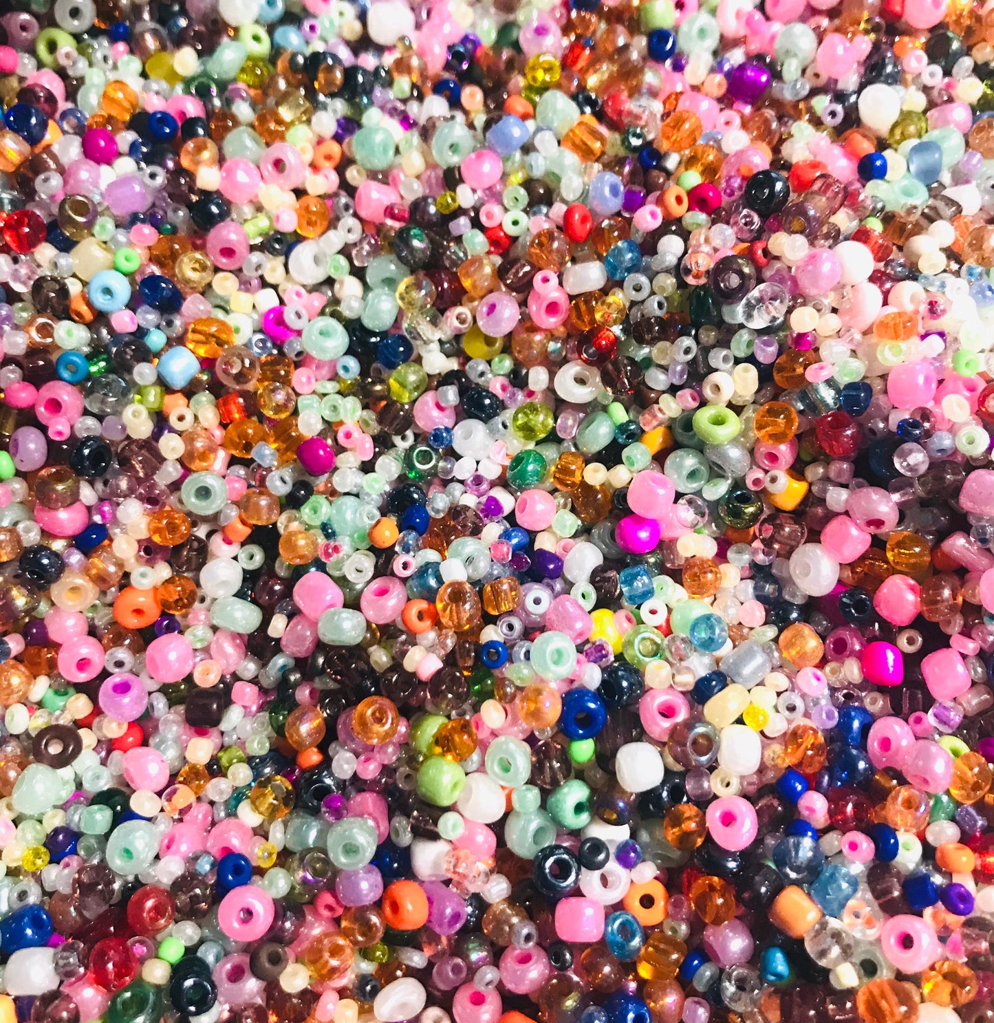 Seed Bead Mix in mixed colors, glass assorted size beads, rainbow color mix