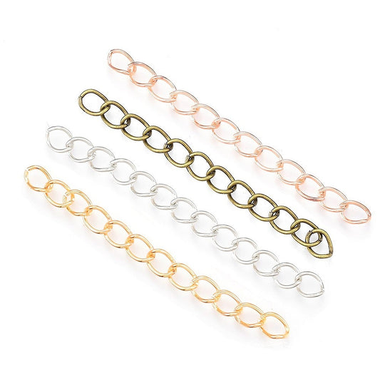 chain extenders silver plated curb chain, rose gold, bronze, gold chain or gunmetal extender  tail extender 50mm length curb chain