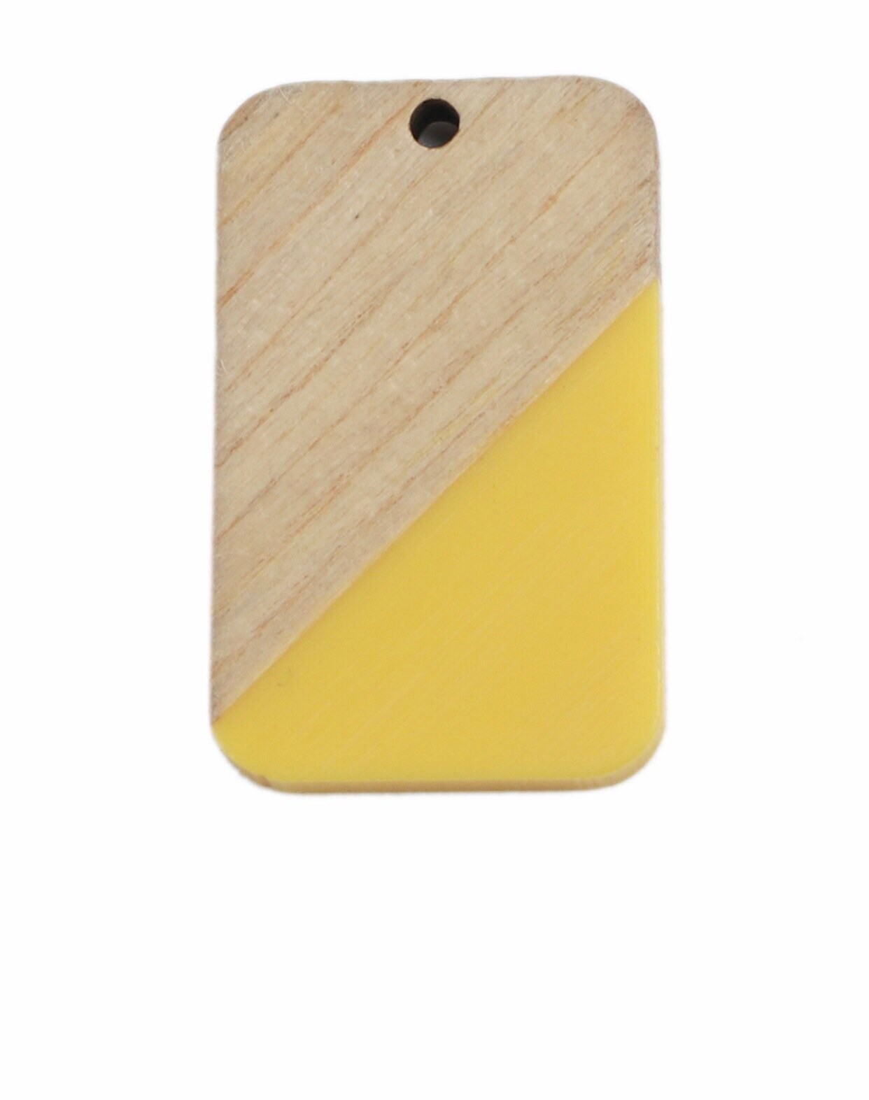 Clearance Yellow wood and resin rectangle pendant lightweight finding gold dipped wood resin