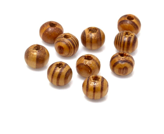 Patterned  wood macrame bead mix, assorted 10mm big hole beads