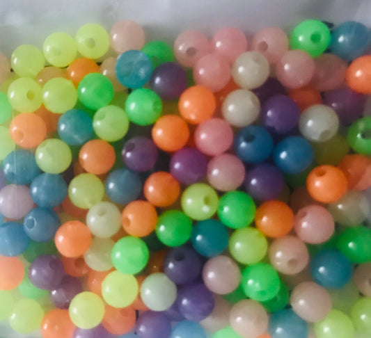 Glow in the dark mixed color 6mm acrylic beads assorted mix of beads luminous bead mix